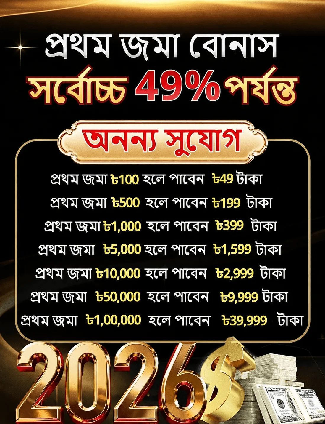 499BET প্রথম জমা বোনাস: সর্বোচ্চ 49% পর্যন্ত